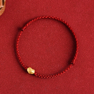 Buddha Gift 999 Gold Chinese Lock Charm Fu Character Protection Handmade Rope Bracelet