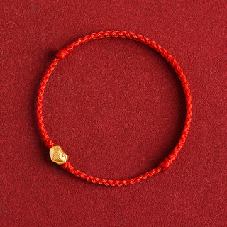 Buddha Gift 999 Gold Chinese Lock Charm Fu Character Protection Handmade Rope Bracelet