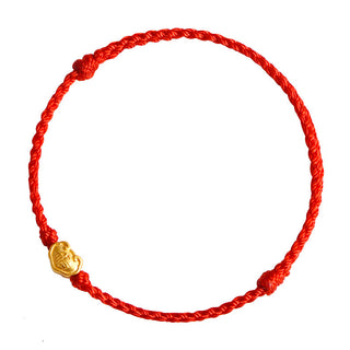 Buddha Gift 999 Gold Chinese Lock Charm Fu Character Protection Handmade Rope Bracelet