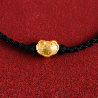 Buddha Gift 999 Gold Chinese Lock Charm Fu Character Protection Handmade Rope Bracelet