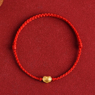 Buddha Gift 999 Gold Chinese Lock Charm Fu Character Protection Handmade Rope Bracelet