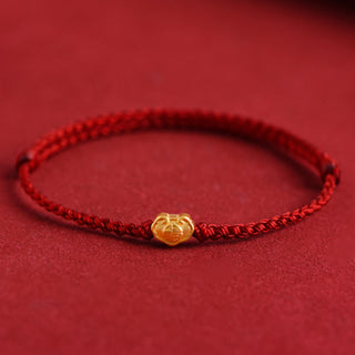 Buddha Gift 999 Gold Chinese Lock Charm Fu Character Protection Handmade Rope Bracelet