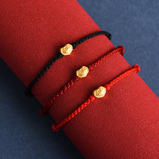 Buddha Gift 999 Gold Chinese Lock Charm Fu Character Protection Handmade Rope Bracelet