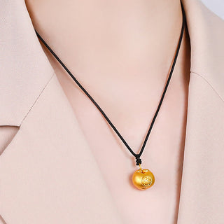 Buddha Gift 999 Gold Fu Character Wish Lock Pattern Luck Rope Necklace Pendant