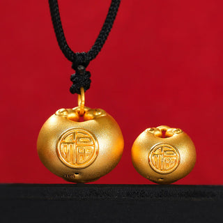 Buddha Gift 999 Gold Fu Character Wish Lock Pattern Luck Rope Necklace Pendant