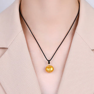Buddha Gift 999 Gold Fu Character Wish Lock Pattern Luck Rope Necklace Pendant