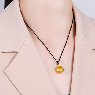 Buddha Gift 999 Gold Fu Character Wish Lock Pattern Luck Rope Necklace Pendant