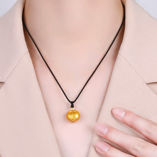 Buddha Gift 999 Gold Fu Character Wish Lock Pattern Luck Rope Necklace Pendant