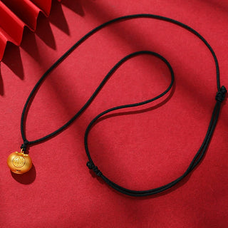 Buddha Gift 999 Gold Fu Character Wish Lock Pattern Luck Rope Necklace Pendant