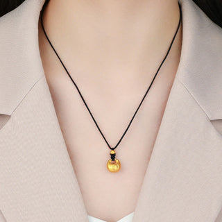 Buddha Gift 999 Gold Fu Character Wish Lock Pattern Luck Rope Necklace Pendant