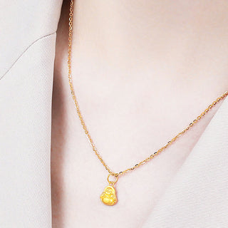 Buddha Gift 999 Gold Mini Laughing Buddha Luck Wealth Necklace Pendant