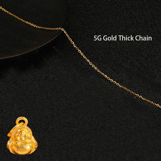 Buddha Gift 999 Gold Mini Laughing Buddha Luck Wealth Necklace Pendant