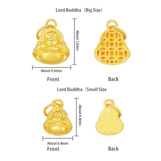Buddha Gift 999 Gold Mini Laughing Buddha Luck Wealth Necklace Pendant