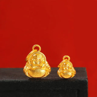 Buddha Gift 999 Gold Mini Laughing Buddha Luck Wealth Necklace Pendant