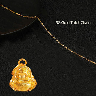 Buddha Gift 999 Gold Mini Laughing Buddha Luck Wealth Necklace Pendant