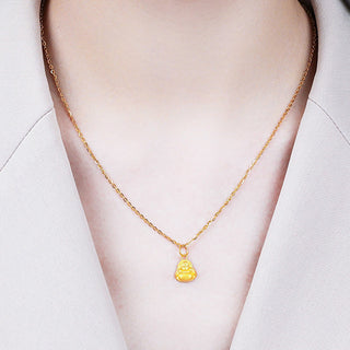Buddha Gift 999 Gold Mini Laughing Buddha Luck Wealth Necklace Pendant