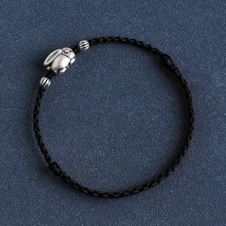 Buddha Gift Handmade 999 Sterling Silver Rabbit Luck Rope Bracelet Anklet