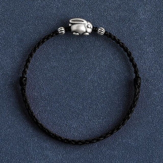 Buddha Gift Handmade 999 Sterling Silver Rabbit Luck Rope Bracelet Anklet