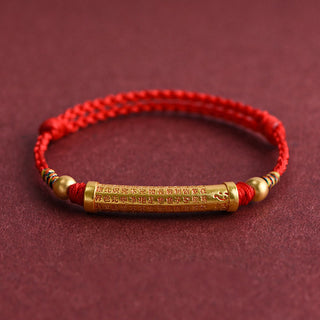 Buddha Gift Handmade Alloy Heart Sutra Protection Strength Rope Bracelet Anklet