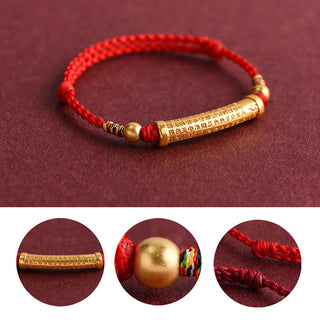 Buddha Gift Handmade Alloy Heart Sutra Protection Strength Rope Bracelet Anklet