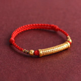Buddha Gift Handmade Alloy Heart Sutra Protection Strength Rope Bracelet Anklet