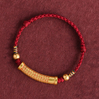 Buddha Gift Handmade Alloy Heart Sutra Protection Strength Rope Bracelet Anklet