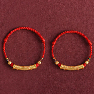 Buddha Gift Handmade Alloy Heart Sutra Protection Strength Rope Bracelet Anklet