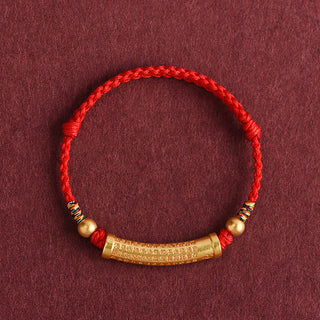 Buddha Gift Handmade Alloy Heart Sutra Protection Strength Rope Bracelet Anklet