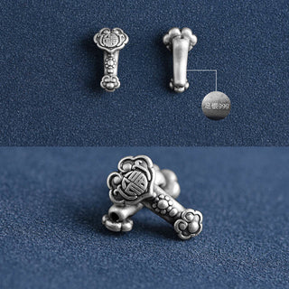 Buddha Gift Handmade 999 Sterling Silver Fu Character Wish Ruyi Handle Fortune Rope Bracelet Anklet