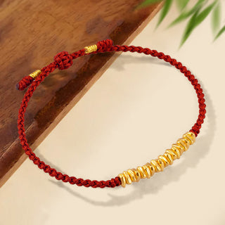 Buddha Gift 999 Gold Small Gold Pieces Design Handmade Protection Braided Rope Bracelet