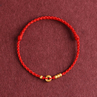 Buddha Gift 999 Gold Small Peace Buckle Design Handmade Luck Braided Rope Bracelet Anklet