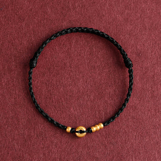 Buddha Gift 999 Gold Small Peace Buckle Design Handmade Luck Braided Rope Bracelet Anklet