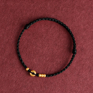 Buddha Gift 999 Gold Small Peace Buckle Design Handmade Luck Braided Rope Bracelet Anklet