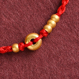Buddha Gift 999 Gold Small Peace Buckle Design Handmade Luck Braided Rope Bracelet Anklet