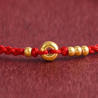 Buddha Gift 999 Gold Small Peace Buckle Design Handmade Luck Braided Rope Bracelet Anklet