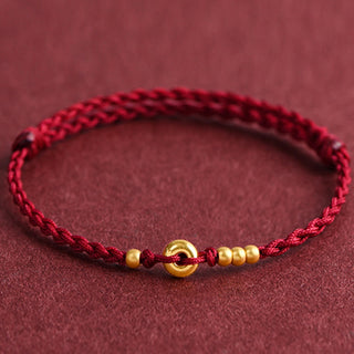 Buddha Gift 999 Gold Small Peace Buckle Design Handmade Luck Braided Rope Bracelet Anklet
