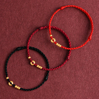 Buddha Gift 999 Gold Small Peace Buckle Design Handmade Luck Braided Rope Bracelet Anklet