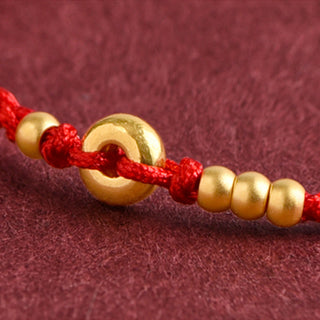 Buddha Gift 999 Gold Small Peace Buckle Design Handmade Luck Braided Rope Bracelet Anklet