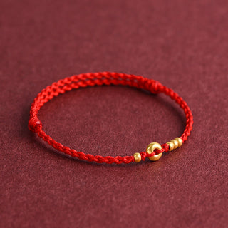 Buddha Gift 999 Gold Small Peace Buckle Design Handmade Luck Braided Rope Bracelet Anklet