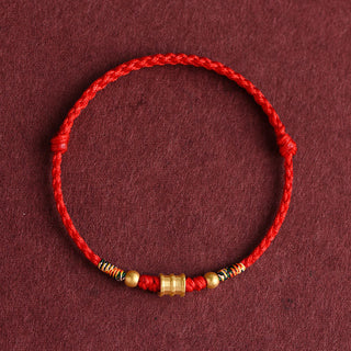 Buddha Gift 999 Gold Small Bucket Shape Design Handmade Luck Braided Rope Bracelet Anklet