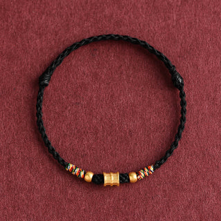 Buddha Gift 999 Gold Small Bucket Shape Design Handmade Luck Braided Rope Bracelet Anklet