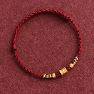 Buddha Gift 999 Gold Small Bucket Shape Design Handmade Luck Braided Rope Bracelet Anklet
