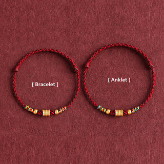 Buddha Gift 999 Gold Small Bucket Shape Design Handmade Luck Braided Rope Bracelet Anklet