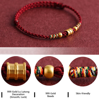 Buddha Gift 999 Gold Small Bucket Shape Design Handmade Luck Braided Rope Bracelet Anklet