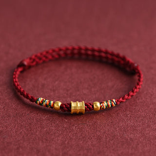 Buddha Gift 999 Gold Small Bucket Shape Design Handmade Luck Braided Rope Bracelet Anklet