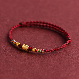 Buddha Gift 999 Gold Small Bucket Shape Design Handmade Luck Braided Rope Bracelet Anklet