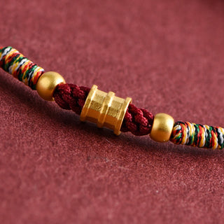 Buddha Gift 999 Gold Small Bucket Shape Design Handmade Luck Braided Rope Bracelet Anklet