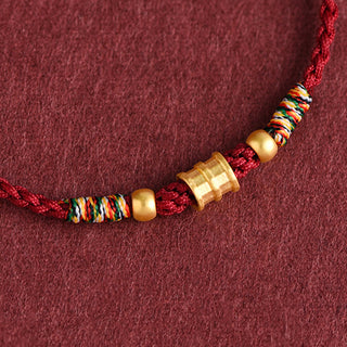 Buddha Gift 999 Gold Small Bucket Shape Design Handmade Luck Braided Rope Bracelet Anklet