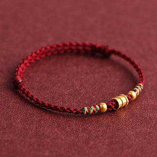 Buddha Gift 999 Gold Small Bucket Shape Design Handmade Luck Braided Rope Bracelet Anklet