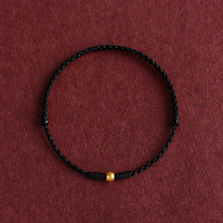 Buddha Gift 999 Gold One Mini Bead Design Handmade Strength Braided Rope Bracelet Anklet